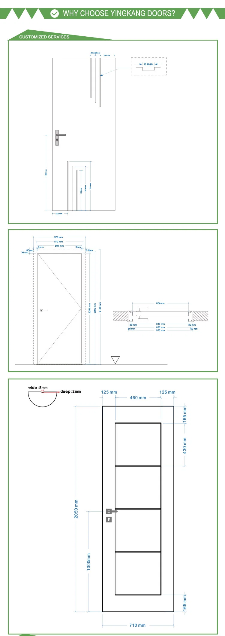 Customized New Product Bedroom Bathroom Hospital Indoor UAE WPC Door