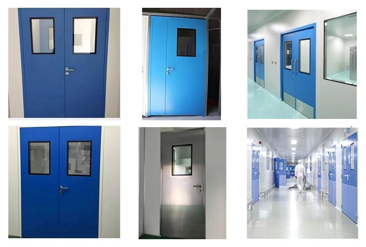 GMP Hygiene Galvanized Iron or 304 Stainless Steel Interior Modular Clean Room Metal Swing Entry Doors for Food, Pharmaceutical, Medical, Hospital, Laboratory