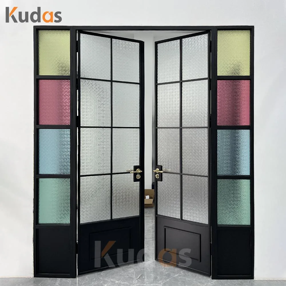 Kudas Foshan Factory Custom Made French Style Aluminum Glass Doors Interior Glass Door