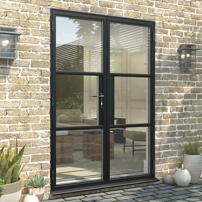 Modern Style Aluminium Narrow Frame Tempered Glass Casement Patio Doors for House