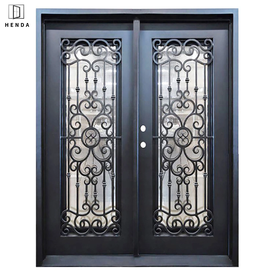 Wholesale Metal Security Entrance Front Glass Single Double Wrought Iron Main Gate Metal Grill Design Wrought Interior Exterior New Iron Single Steel Doors Door