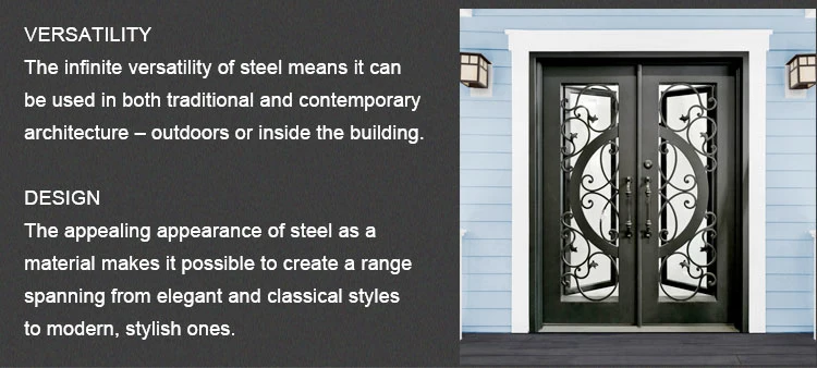 Apartment Wrought Iron Glass Steel Front Door Design