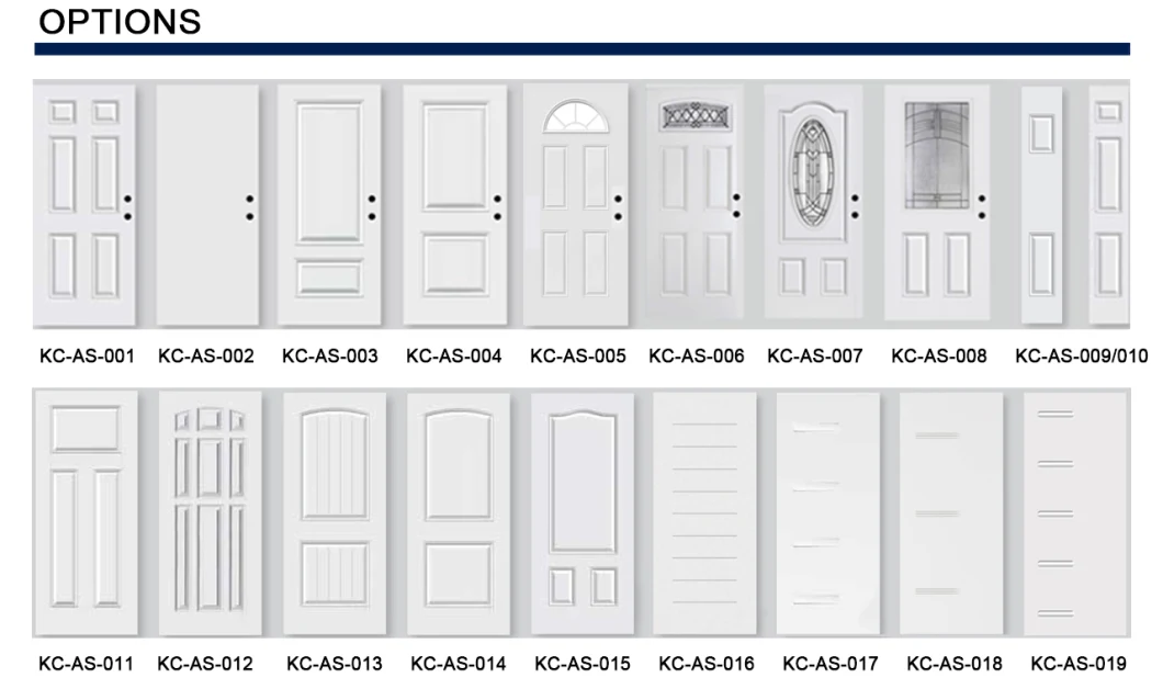 Kuchuan 6-Panel White Primed Metal Doors American Steel Door