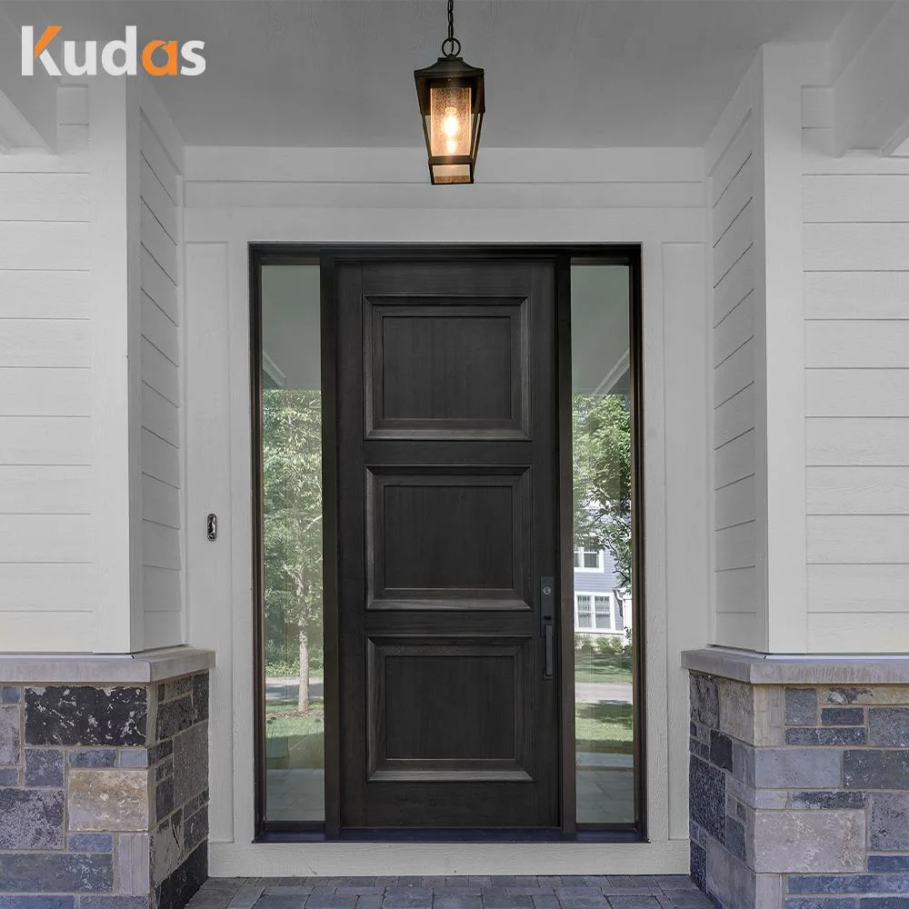 Exterior Solid Security Wood Pivot Entry Front Acoustic Door with Sidelights