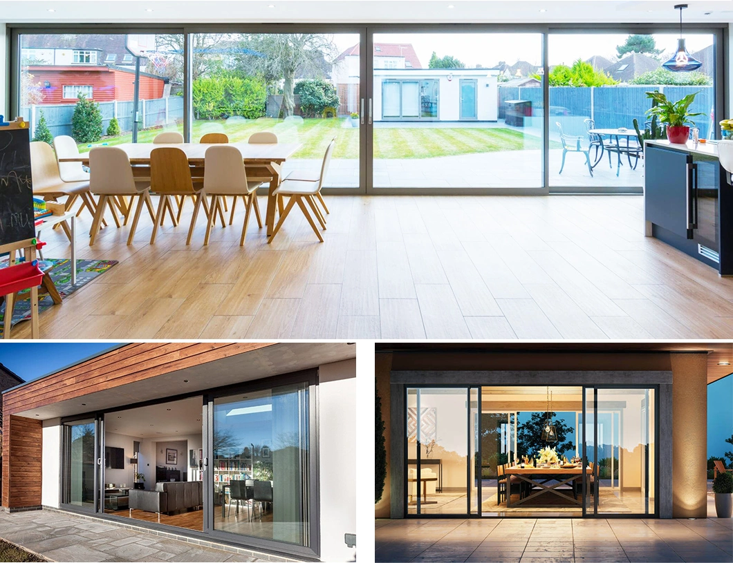 Double Tempered Glass Exterior Aluminum Sliding Doors Hurricane-Proof and Water-Proof Exterior Balcony Side Patio Door