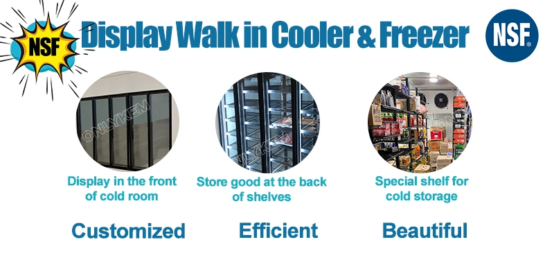 Liquor Store Display Walk-in Cooler Glass Door Cold Room