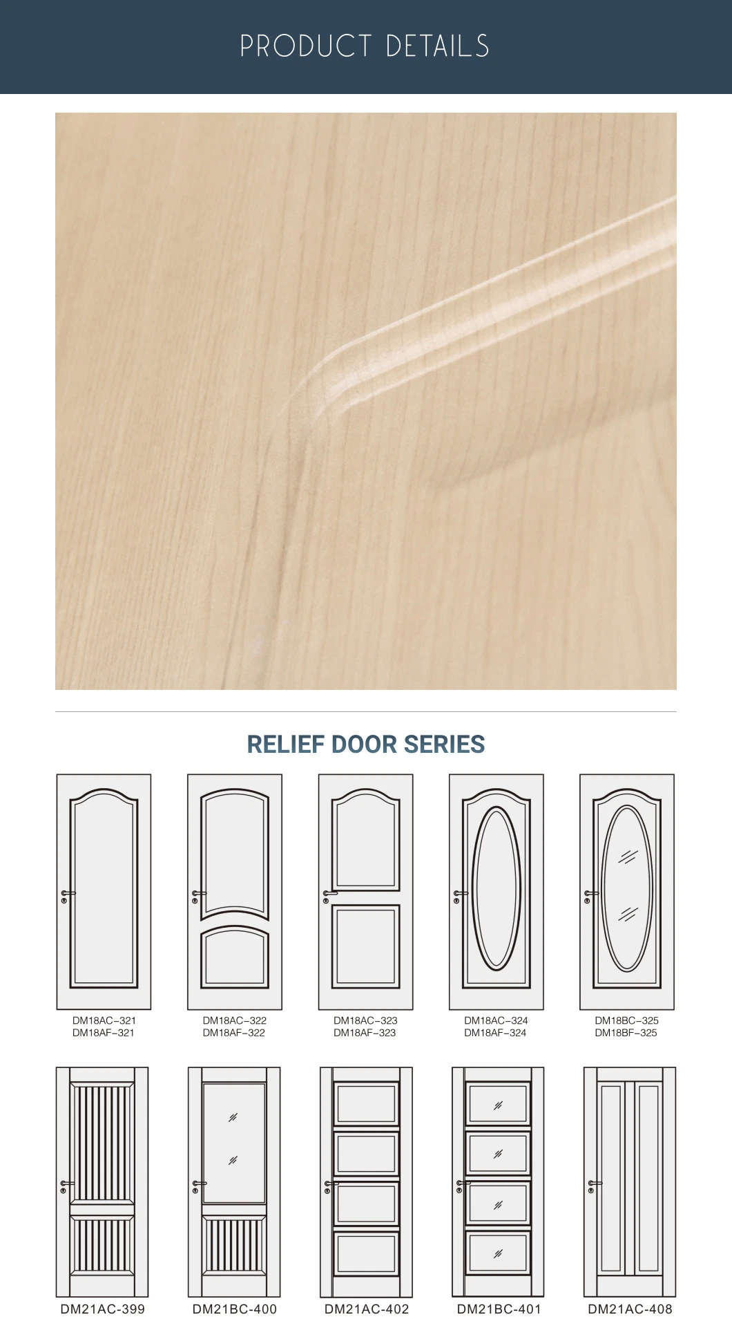 Water Proof Entrance Exterior Interior Solid Wood Customized MDF Door Dm21bc-400