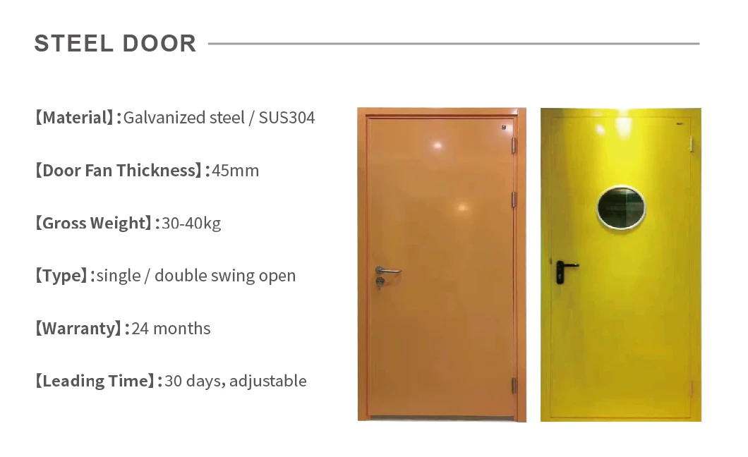 Interior Exterior Security Single Leaf Double Leaf Emergency Entry Safety Metal Galvanized Steel Exit Antiknock Steel Door with Glass Window