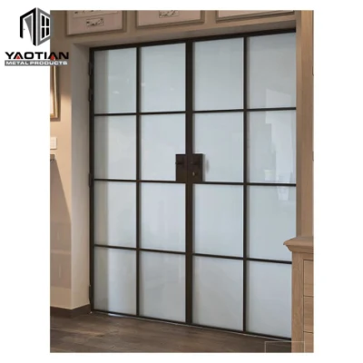 Puerta exterior de cristal de color negro moderna reforzada a medida