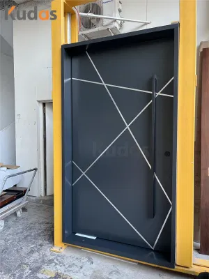 Entrada Puerta de seguridad principal Entrada delantera con pivote exterior de madera impermeable Puerta basculante con umbral