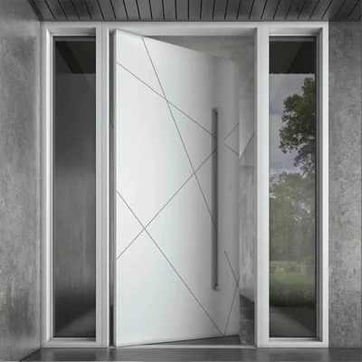 Entrada Puerta de seguridad principal Entrada delantera con pivote exterior de madera impermeable Puerta basculante con umbral