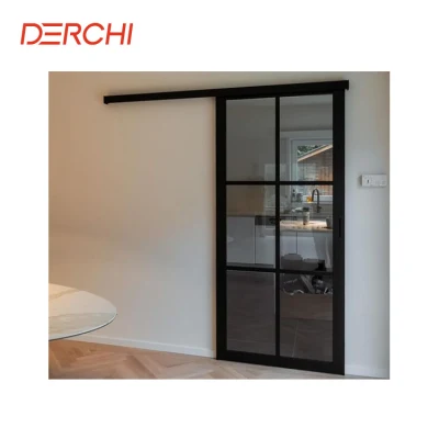 Hecho a mano enmarcado en aluminio de acero interior Personalización de diseño de la puerta de vidrio las puertas del granero