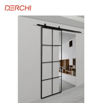 Hecho a mano enmarcado en aluminio de acero interior Personalización de diseño de la puerta de vidrio las puertas del granero