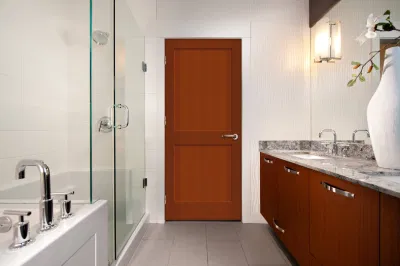 Prima PVC Cuarto de baño puerta Swing Sliding Custom Puerta de madera