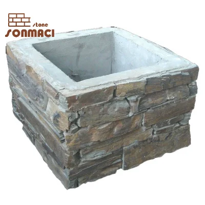 Pizarra rústico pilar de piedra natural para la puerta de diseño