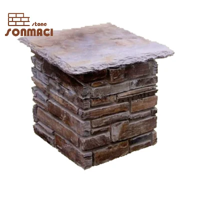 Pizarra rústico pilar de piedra natural para la puerta de diseño