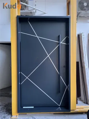Entrada Puerta de seguridad principal Entrada delantera con pivote exterior de madera impermeable Puerta basculante con umbral