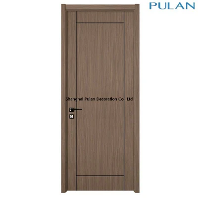 La melamina moderno de madera de nogal chapa interior Puerta de madera MDF Puerta Swing