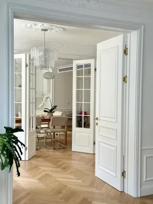 Metros Mart Nuevo estilo Blanco sólida Puerta interior de madera con Diseño de esculturas
