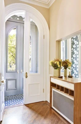 Metros Mart Nuevo estilo Blanco sólida Puerta interior de madera con Diseño de esculturas