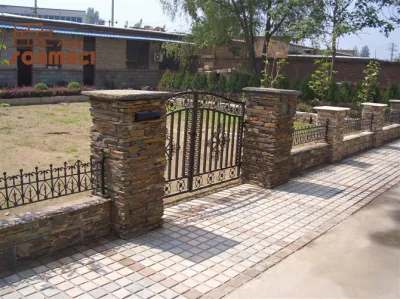 Pizarra rústico pilar de piedra natural para la puerta de diseño