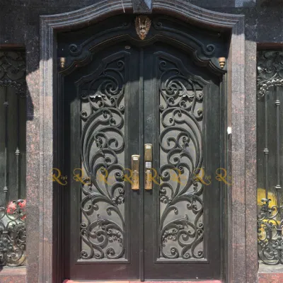 La puerta de hierro forjado y entrada de cristal de Diseño de puertas de acero