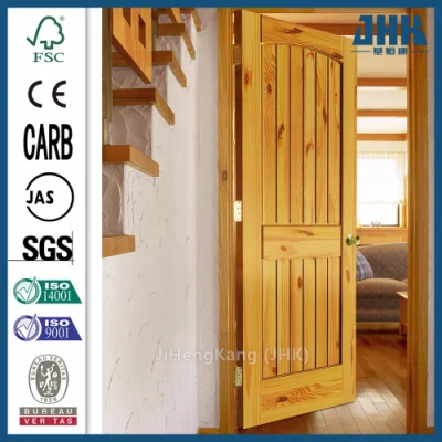 Jhk panel de vidrio de 2 puertas de entrada de madera interior de la puerta de agitador de granero