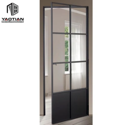 Puerta exterior de cristal de color negro moderna reforzada a medida