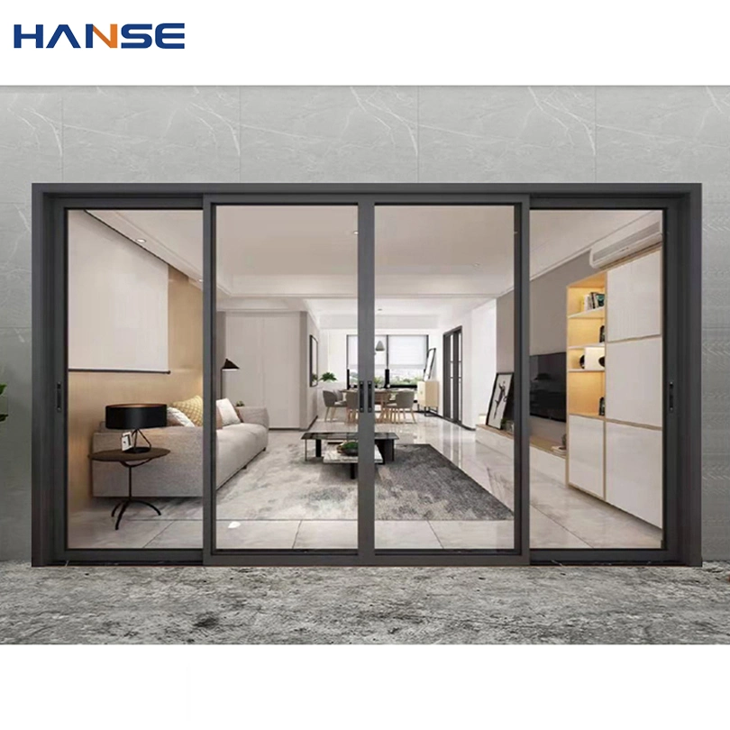 Wholesale Price Aluminum Door Profile 4 Panel Sliding Glass Door Hurricane-Proof Double Glazed Sliding Doors for Villa and Resort Hotel Project