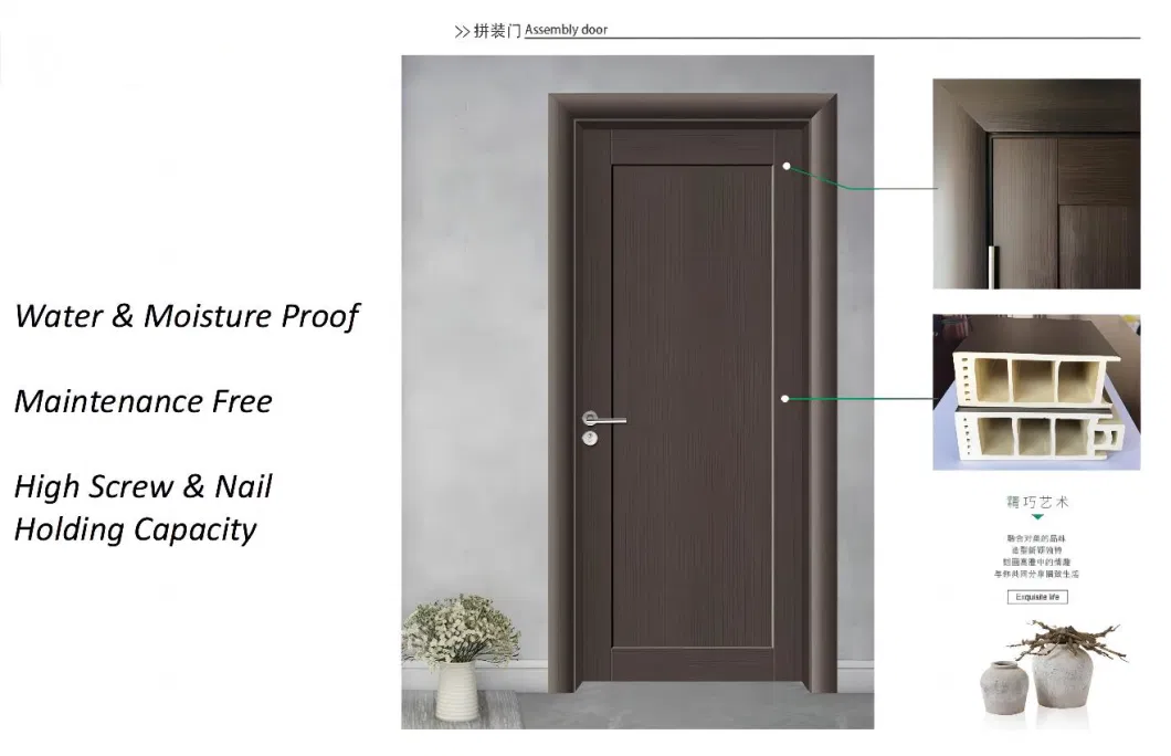 Good Quality Interior Wood WPC Doors Cheap Price Classic Style Laminated Flush WPC Doors Painting / PVC Film Cladding