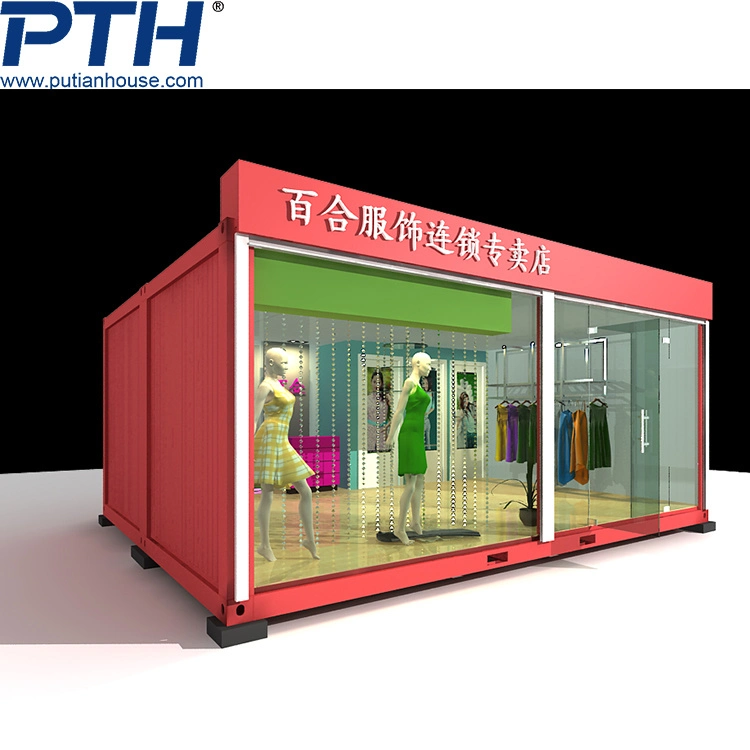 Prefabricated Modular Container House with Glass Door for Shop