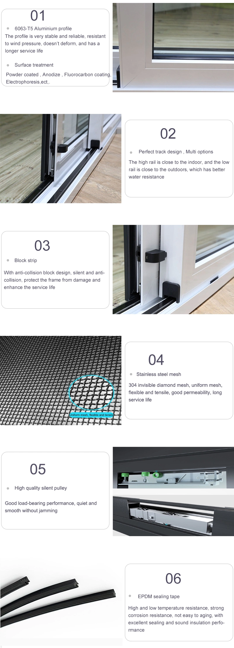 Modern Design Customized Sliding &amp; Lift Windows Door System Exterior Double Glass Patio Aluminium Sliding Door