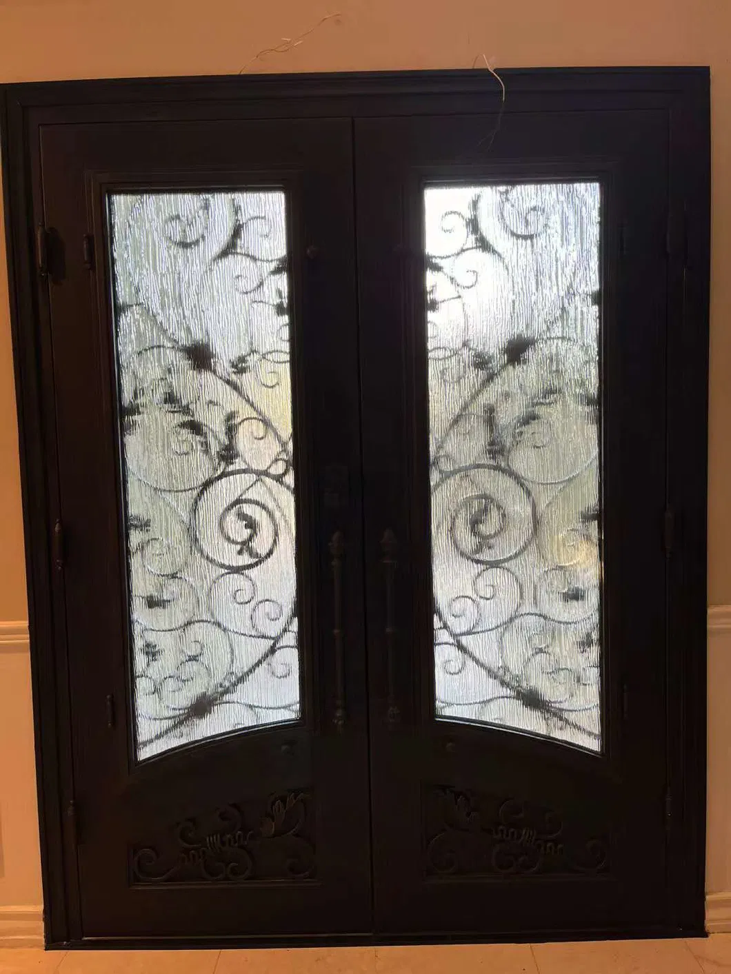 Luxury Residential Entry Doors Black Security Front Door Iron Wrought with Shipping Prices