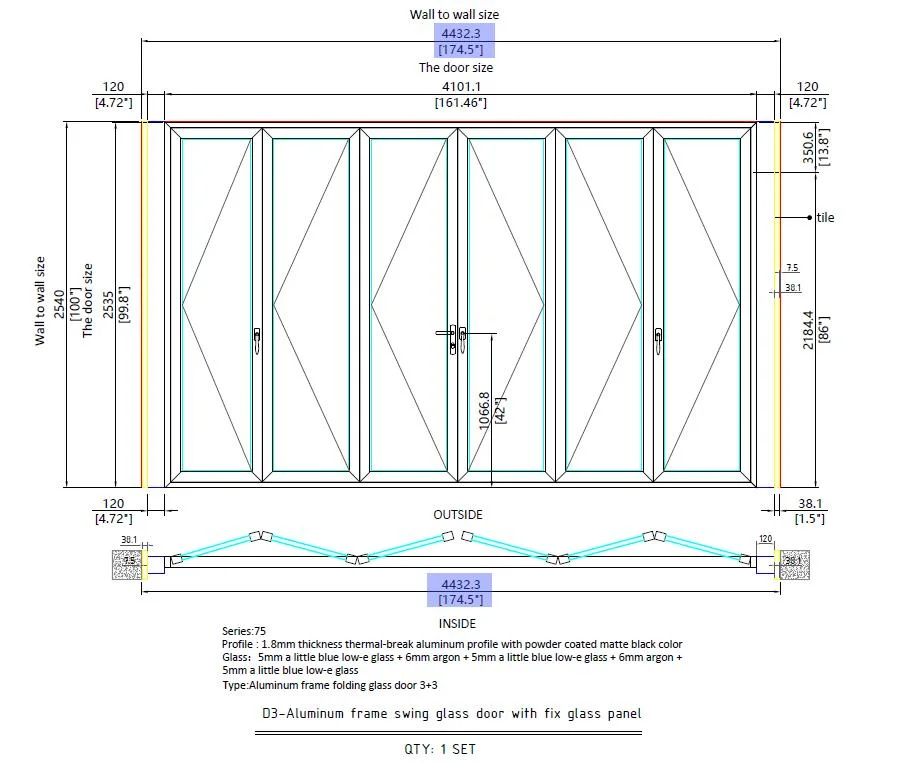 Exterior 4 Panel Double Glazed Aluminum Tempered Glass Sliding Doors for Balcony Patio Doors