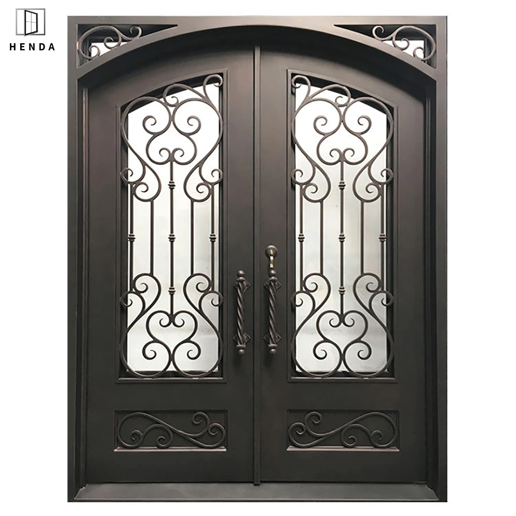 Wholesale Metal Security Entrance Front Glass Single Double Wrought Iron Main Gate Metal Grill Design Wrought Interior Exterior New Iron Single Steel Doors Door