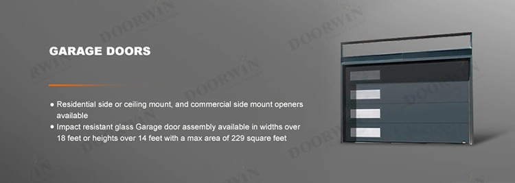 2022 Doorwin Texas Hot Sale Villa Architecture Modern Style Aluminum and Glass Automatic Modern Roll up Garage Doors