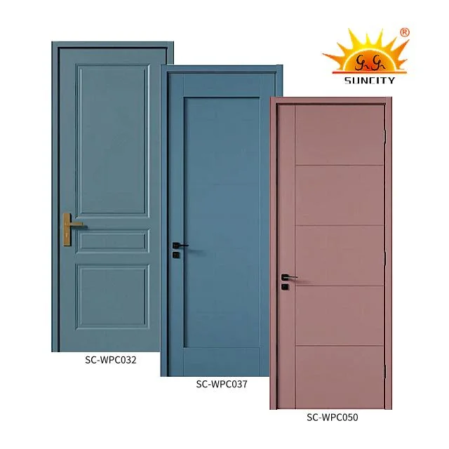 Factory Professional Wholesale PVC Melamine Full Slab Front Entry Interior Wooden Houses WPC Doors