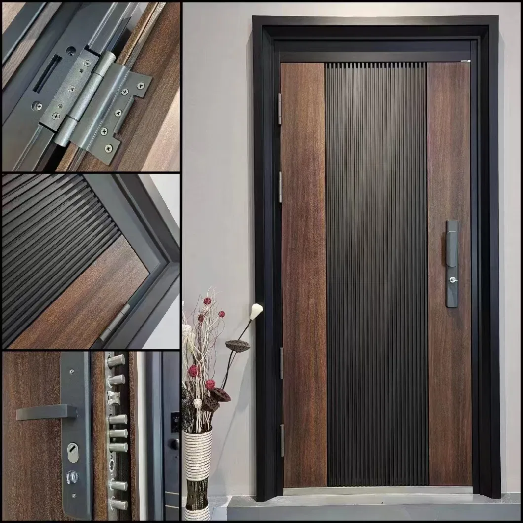 Home Main Entrance Luxury Residential Double-Layer Metal Iron Secure Steel Interior / Exterior Front Safety Door Security Door