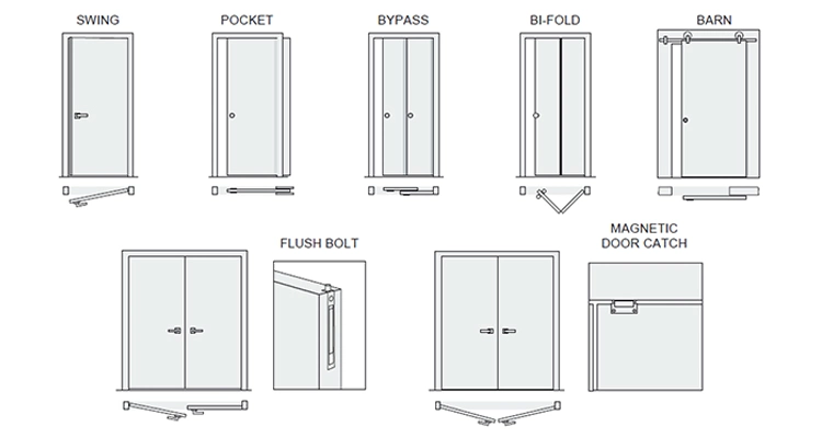 Space Saving Pocket Interior Door Wood Slab Sliding Door with Hardware Oak Solid Flush Doors Prices