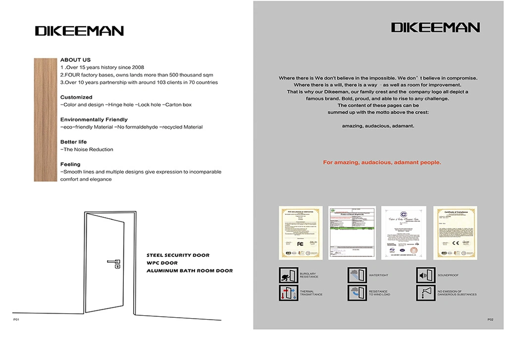 Modern Exterior Entrance Security Double Door W/ Rain + Clear Tempered Glass and Square Frame and Threshold