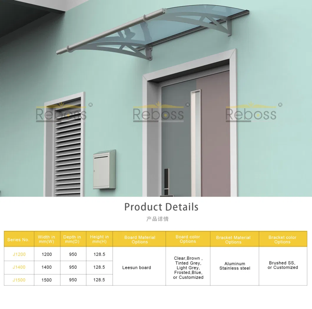 DIY Rain Sun Shade Polycarbonate PC Canopy/Awnings for Front Door