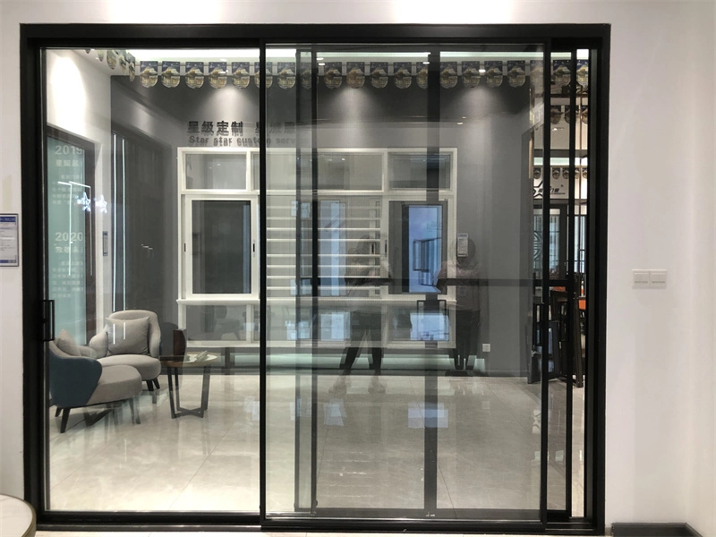 Stadard Tempered Frameless Aluminum Operation Double Glass Balcony Kitchen Sliding Doors Windows for Building Entrance