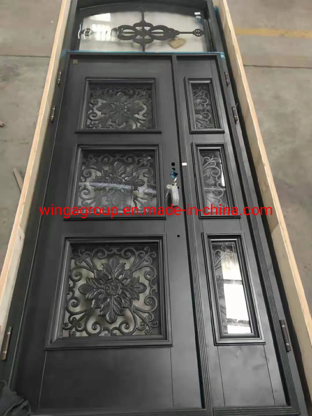 modern Style Handmade Iron Glass Security Door Wg-Sg-33