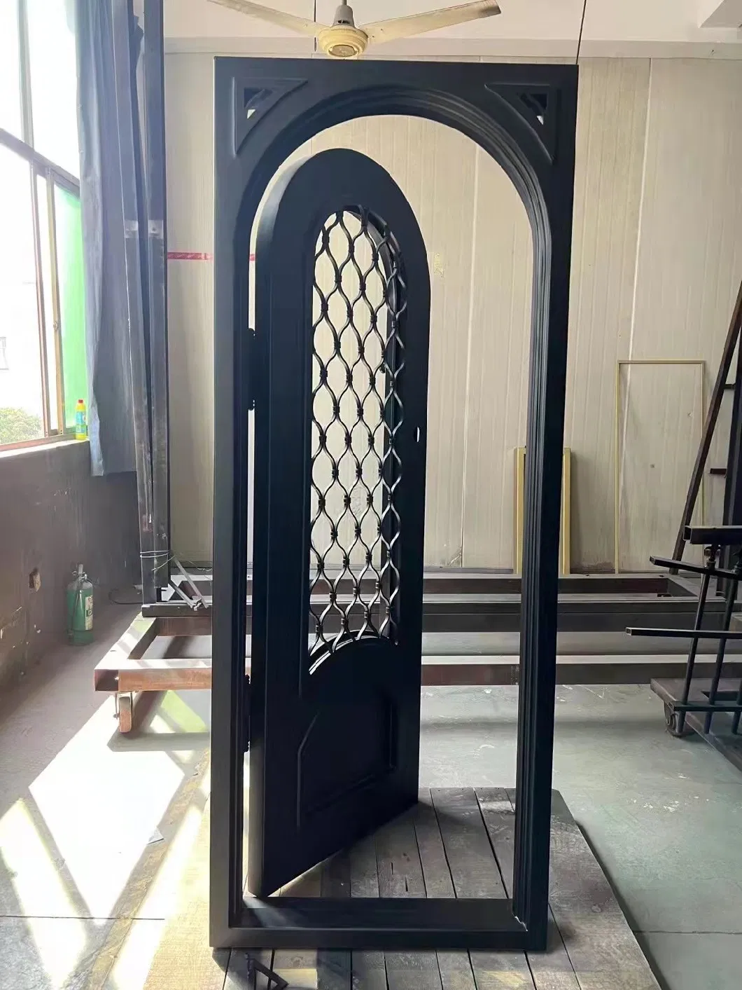 Single Iron Door with Side Lights on Both Sides with Size 98&quot;X65&quot;, Frame Depth 4 1/2&quot;