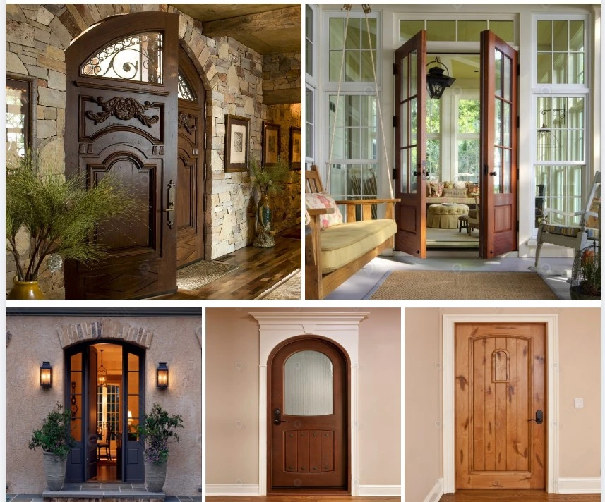 Solid Wooden Doors Entrance Doors with Glass Panels Security Doors