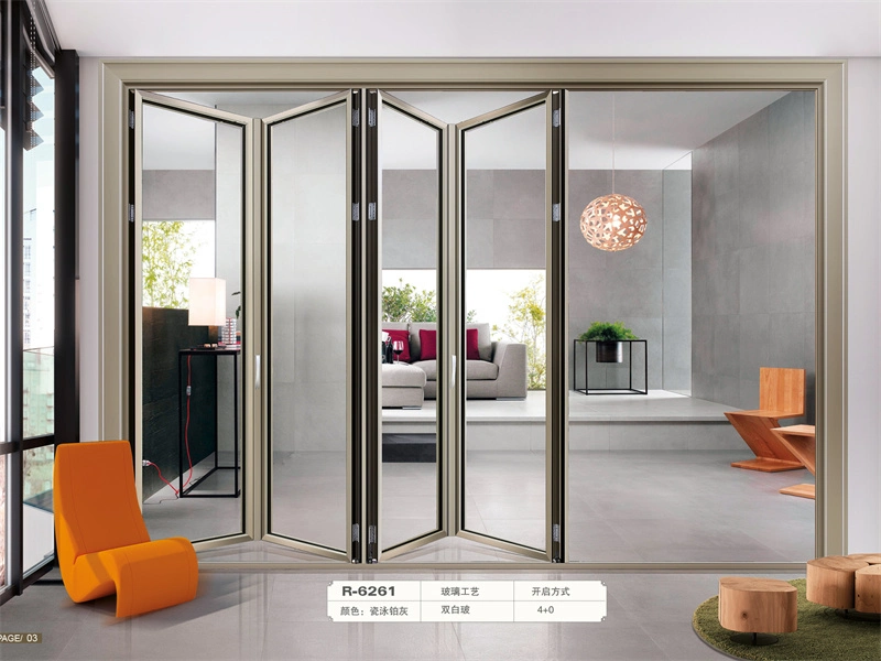 Slim Frame Aluminum Fold Sliding Entrance Interior Exterior Door Thermal Break Glass Bi Folding Door Aluminium Balcony Glass Door