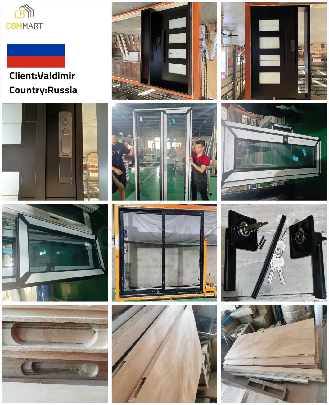 Cbmmart Customizable Front Solid Wooden Door Sidelites Exterior House Entry Glass Wood Door