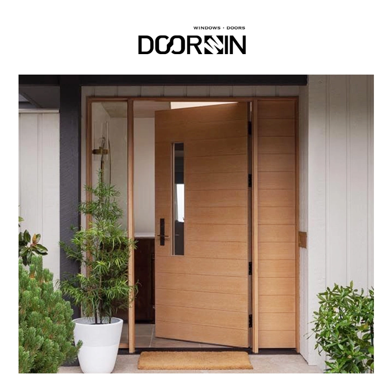 Doorwin Modern Design Exterior Wooden Main Pivot Entrance Front Doors for Houses Solid Wood Entry Door