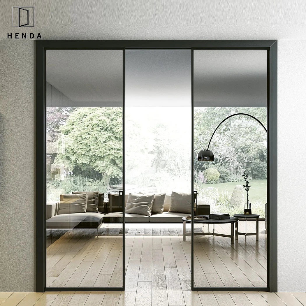 Factory Direct Modern Design Aluminium/Aluminum/Solid Wood Double Tempered Glass Interior Iron New Steel Pocket Sliding Shower Barn Hanging Door