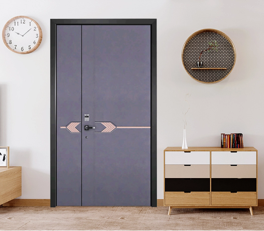 Luxury Black Double Glass Wooden Metal Frame Doors Entrance